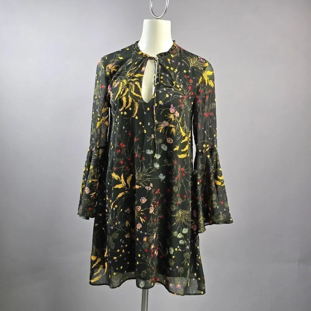Zara Floral Mini Dark Green Dress (Rack7)